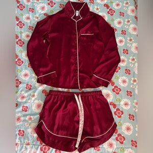 Burgundy Satin PJ Set size S